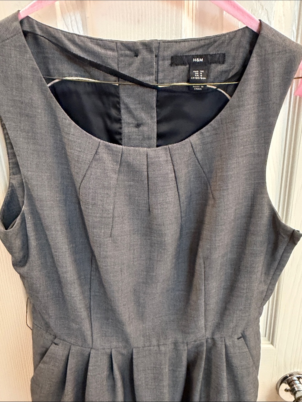 H&M Charcoal Gray Pleated Waist Midi Dress - Picture 3 of 12